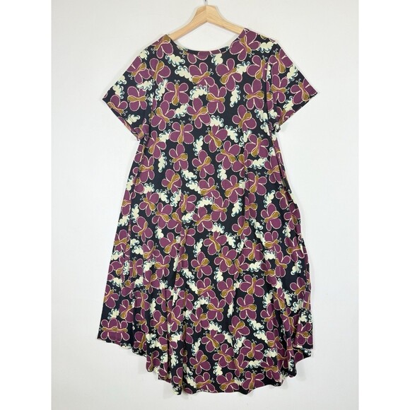 Lularoe Womens Large Purple Butterfly Short Sleeve Hi Low Midi Pullover Dress - Picture 6 of 6